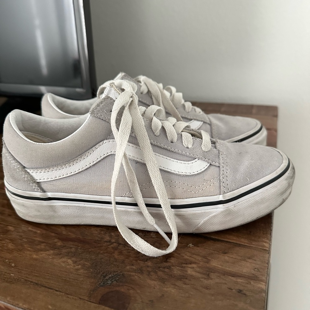 Boys Vans light grey and white size 3.5